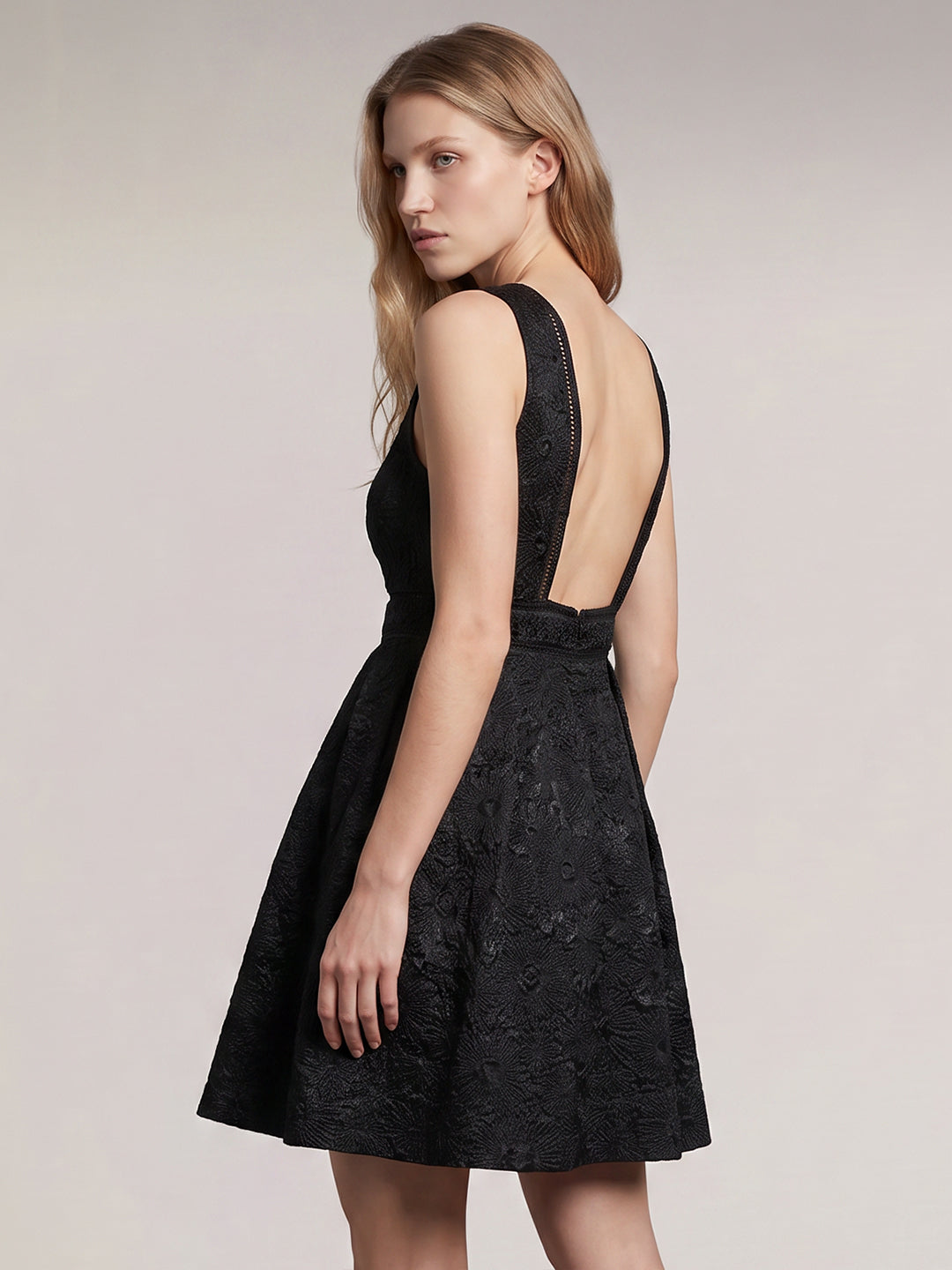 Black Deep V-Neck Mini Dress