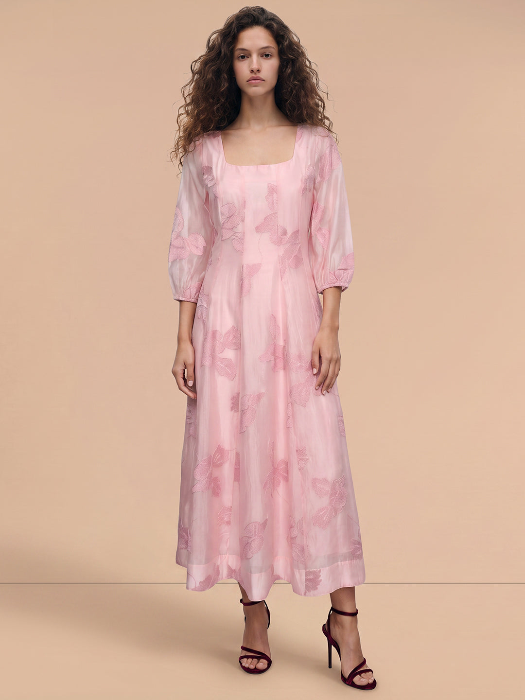 PINK Floral Midaxi Dress