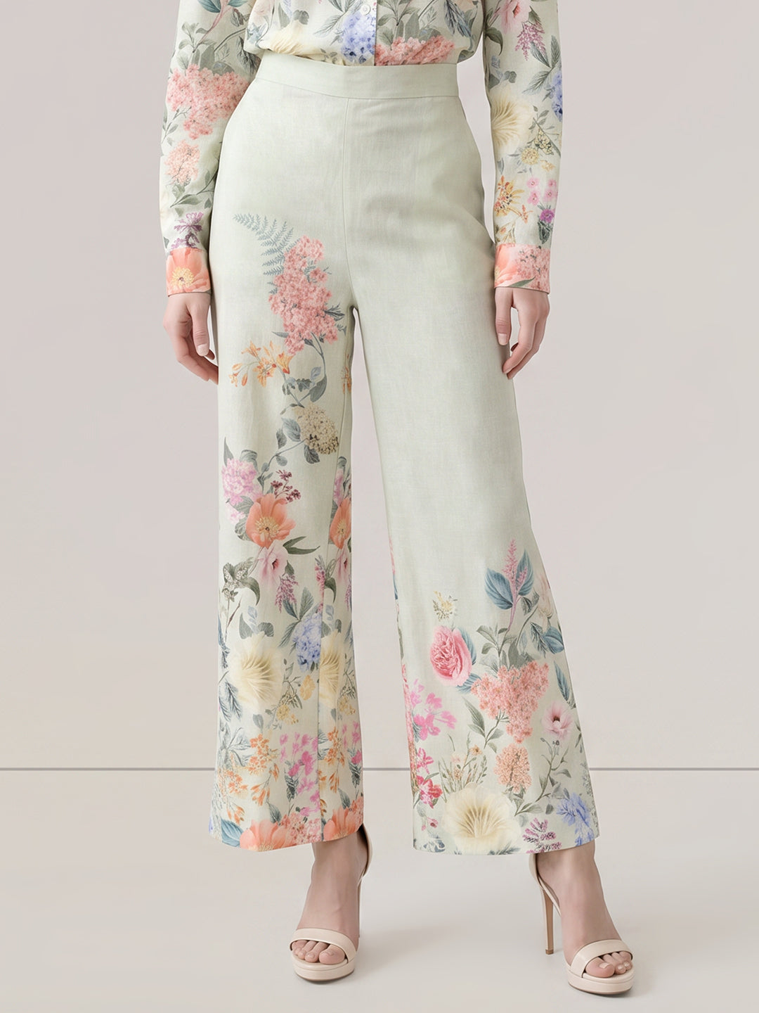 Floral Print High Rise Pants