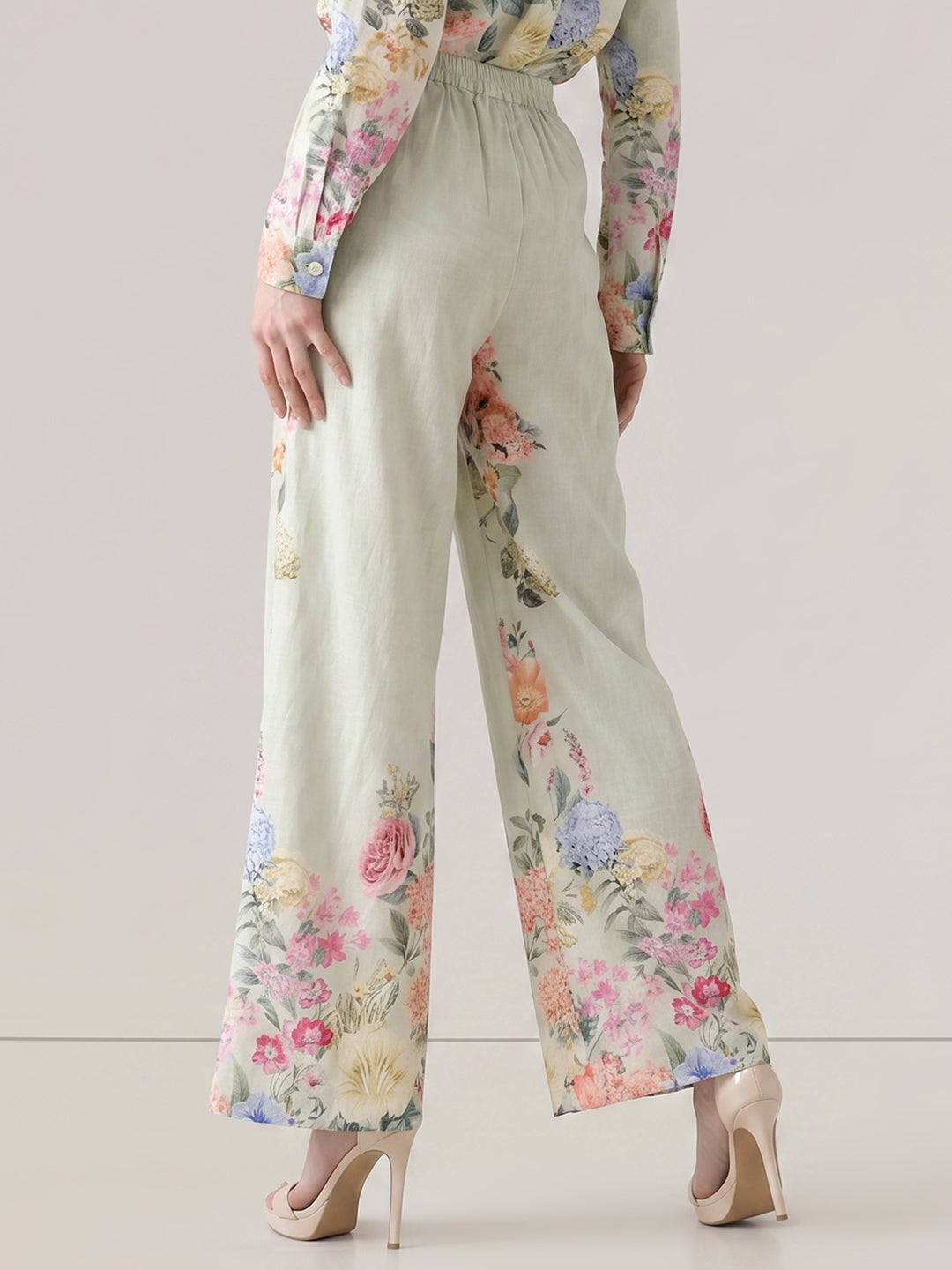Floral Print High Rise Pants