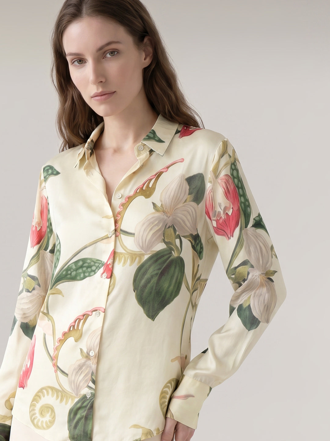 Ecru Floral Print Shirt