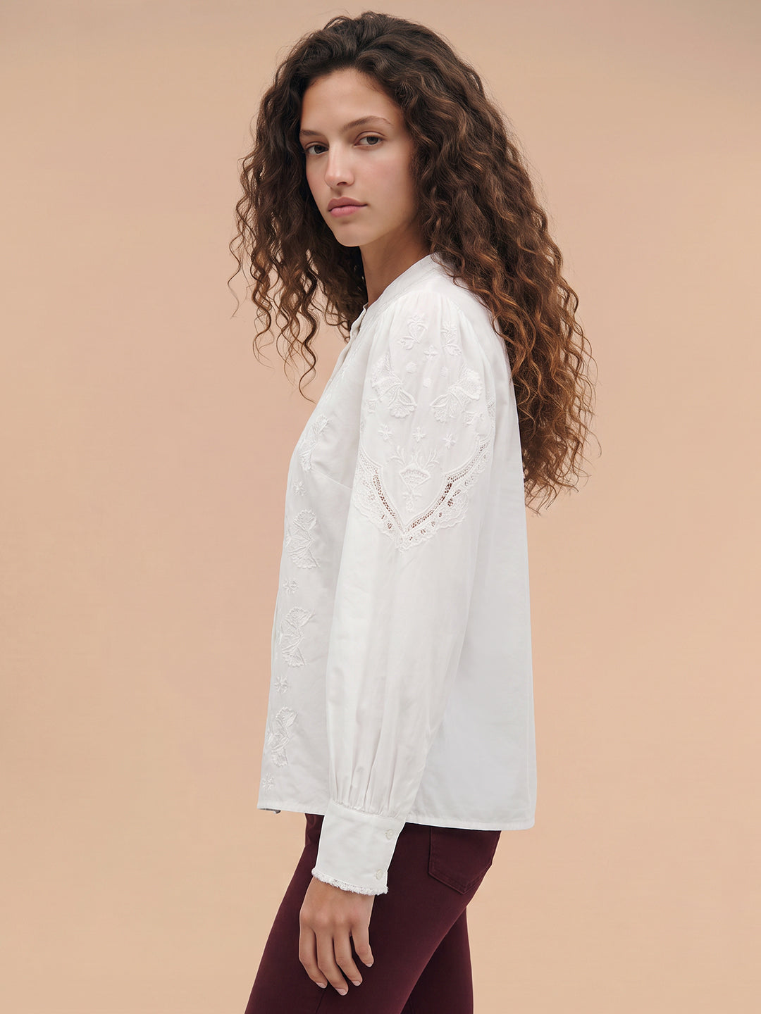 White Embroidered Cotton Top