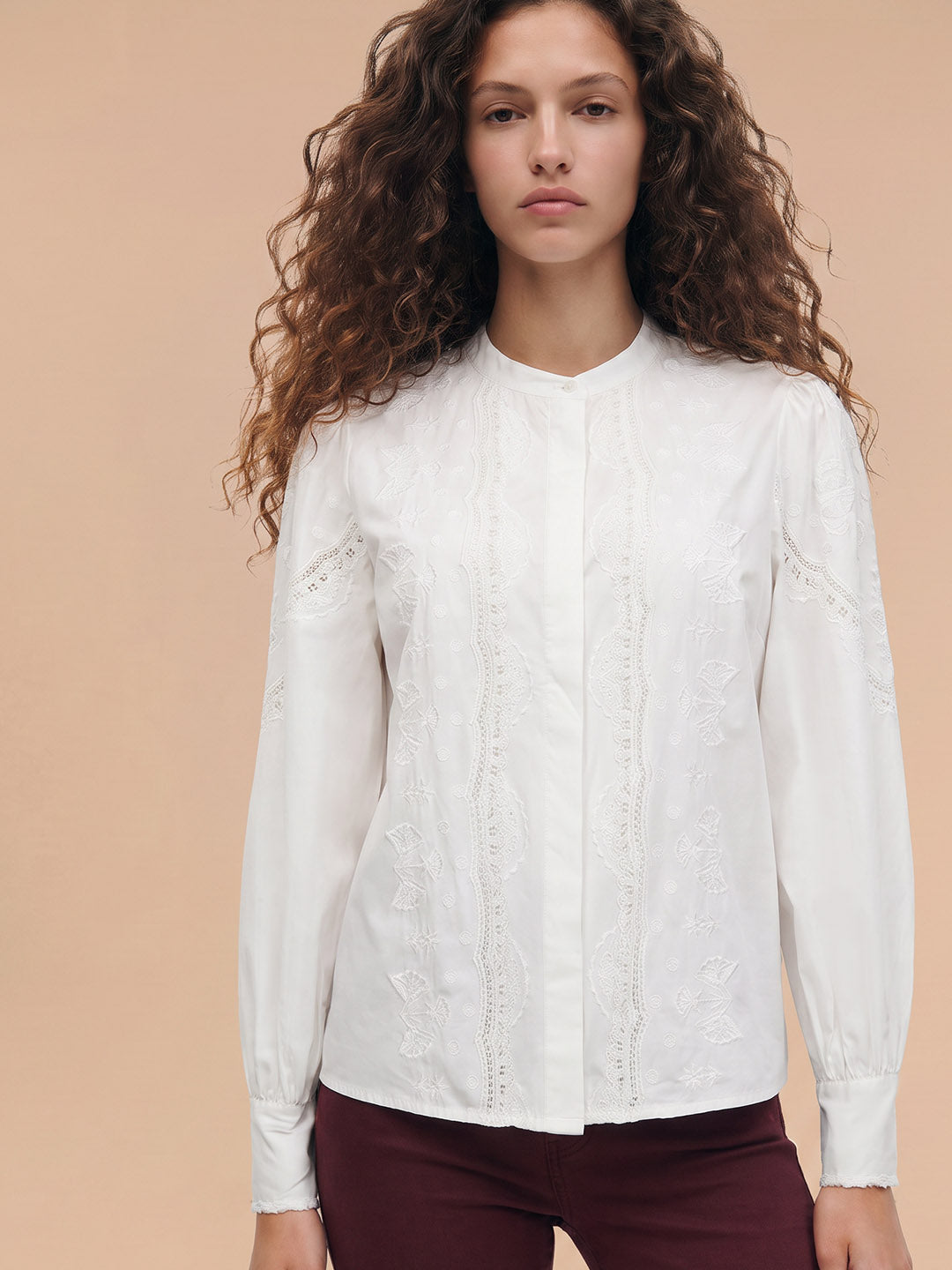 White Embroidered Cotton Top