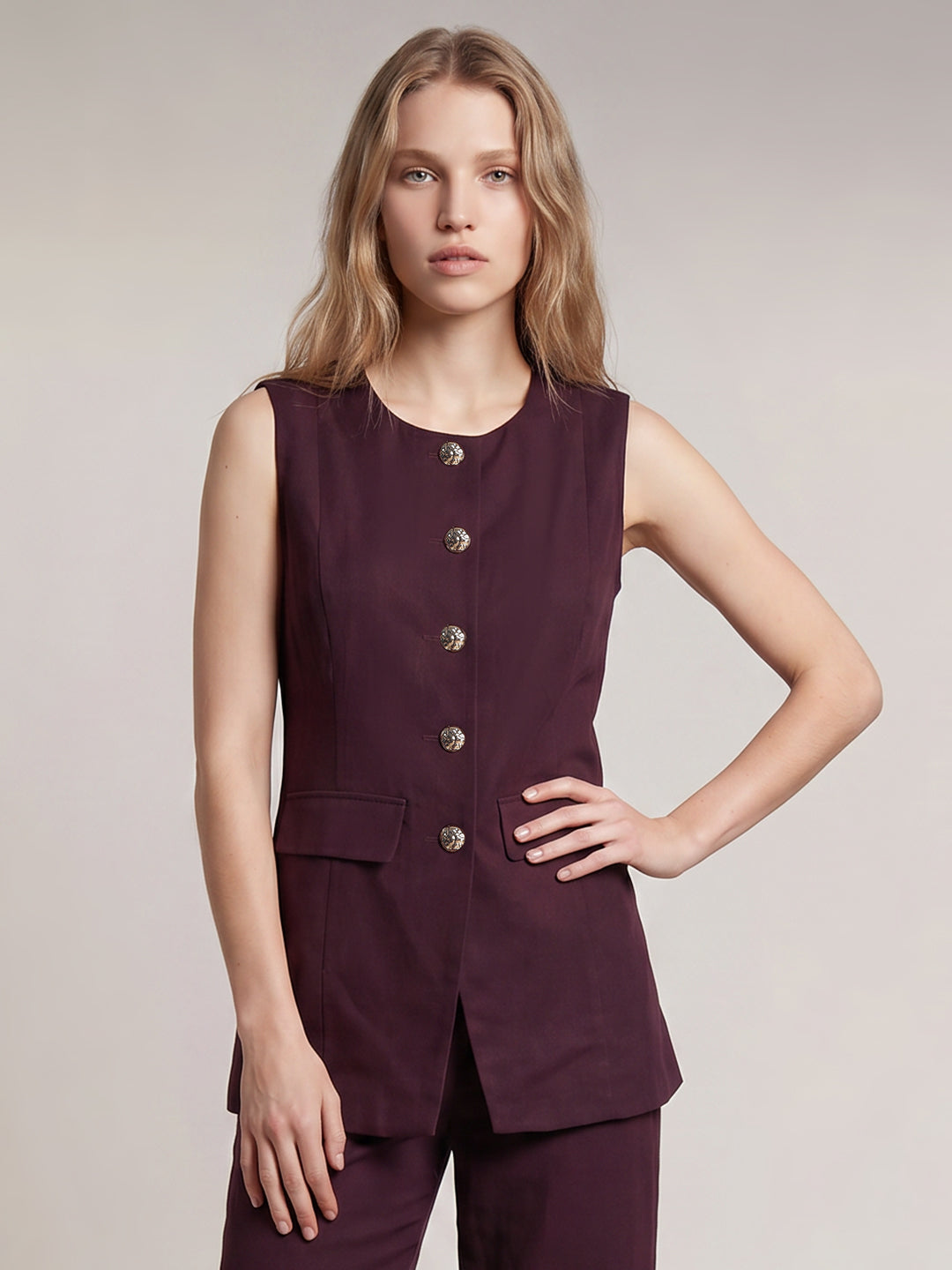 Button-Front Longline Waistcoat