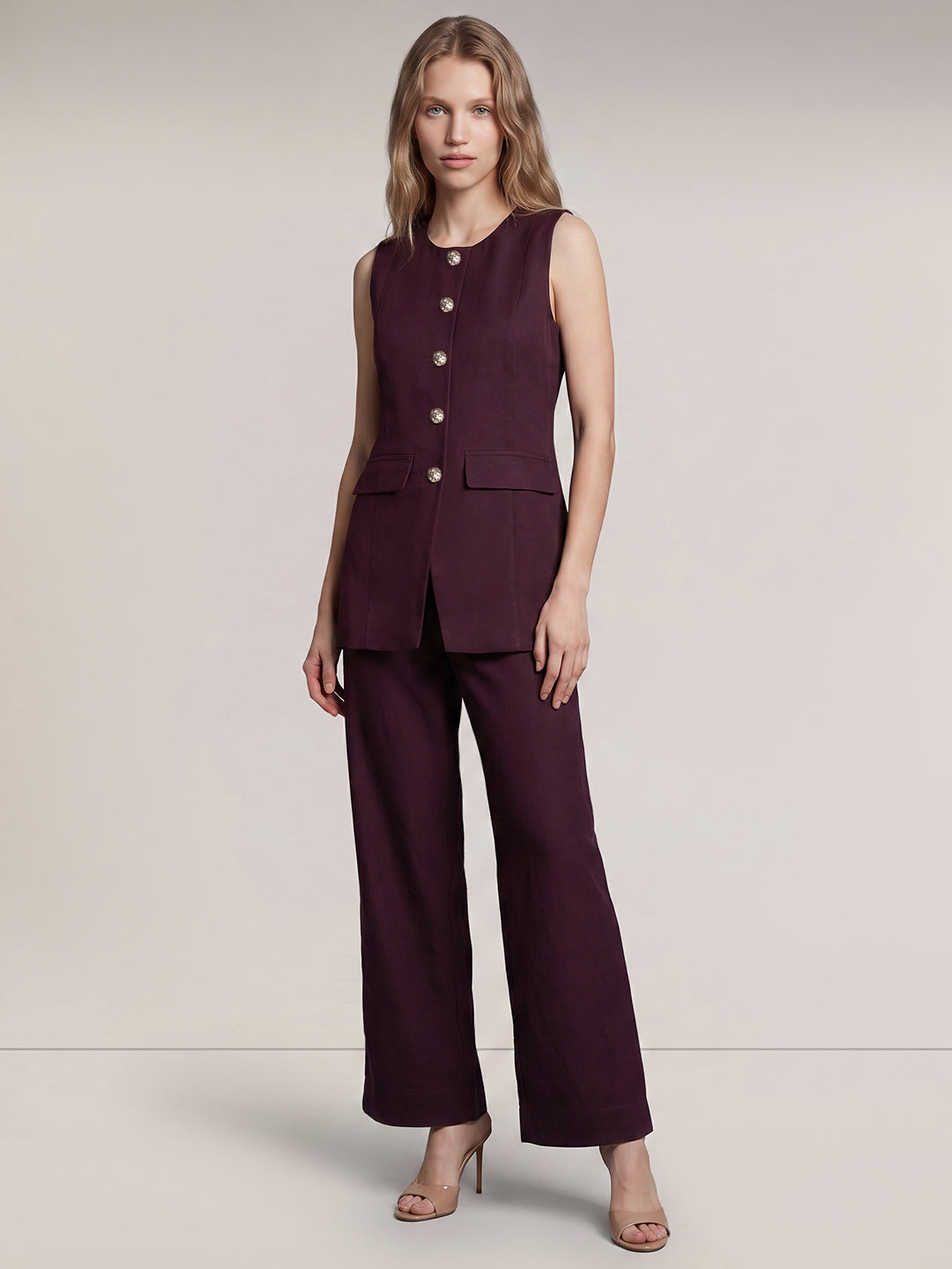 Button-Front Longline Waistcoat