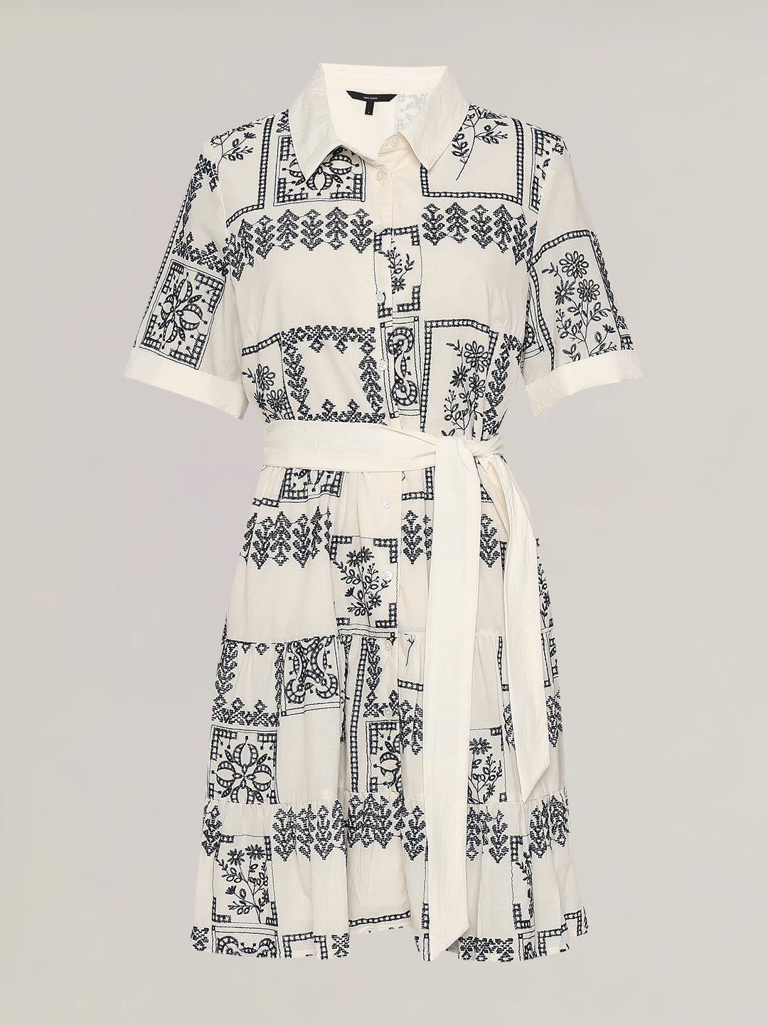 Ecru Printed Shirt Dress