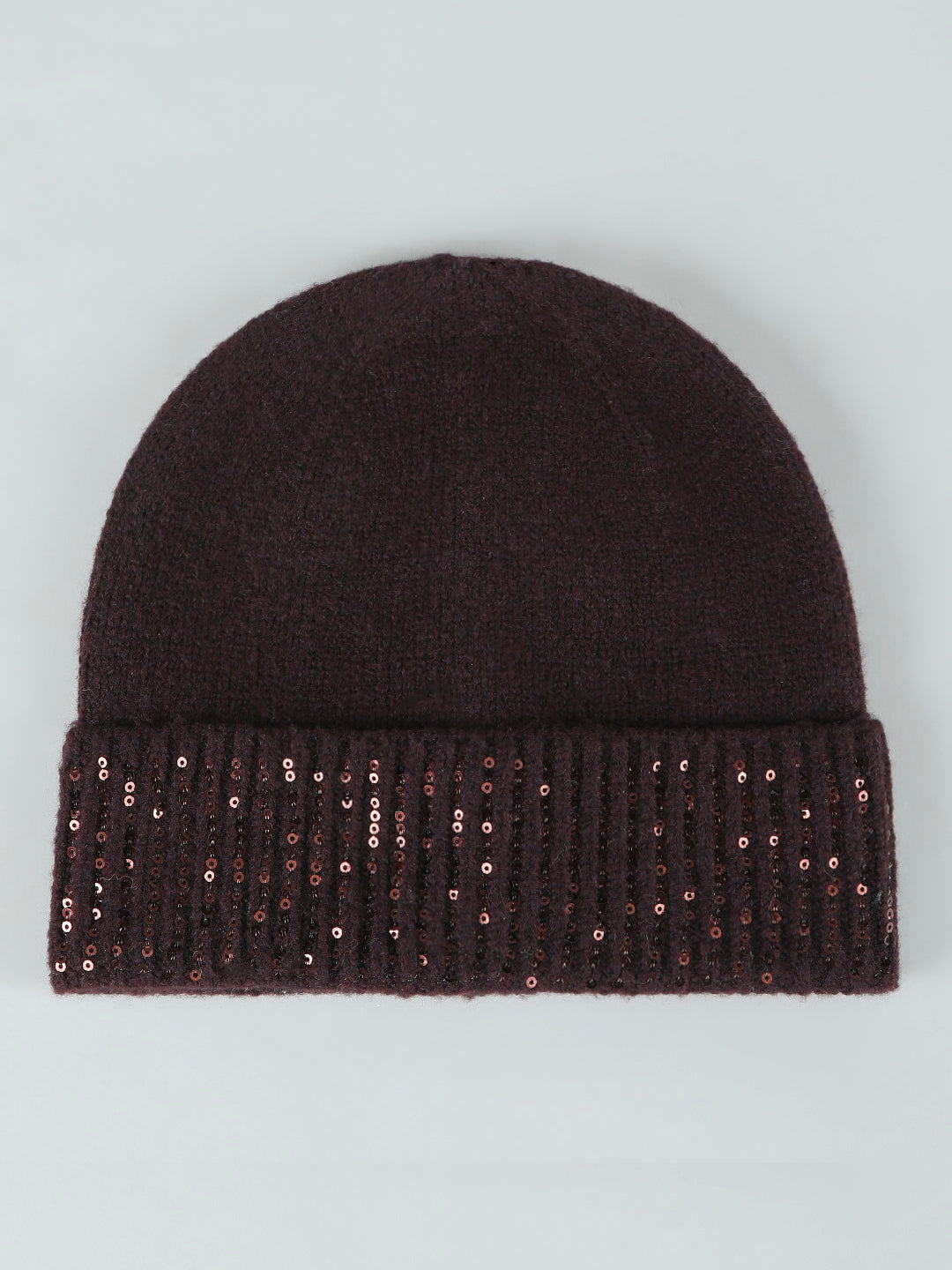 Burgundy Sequin Detail Beanie