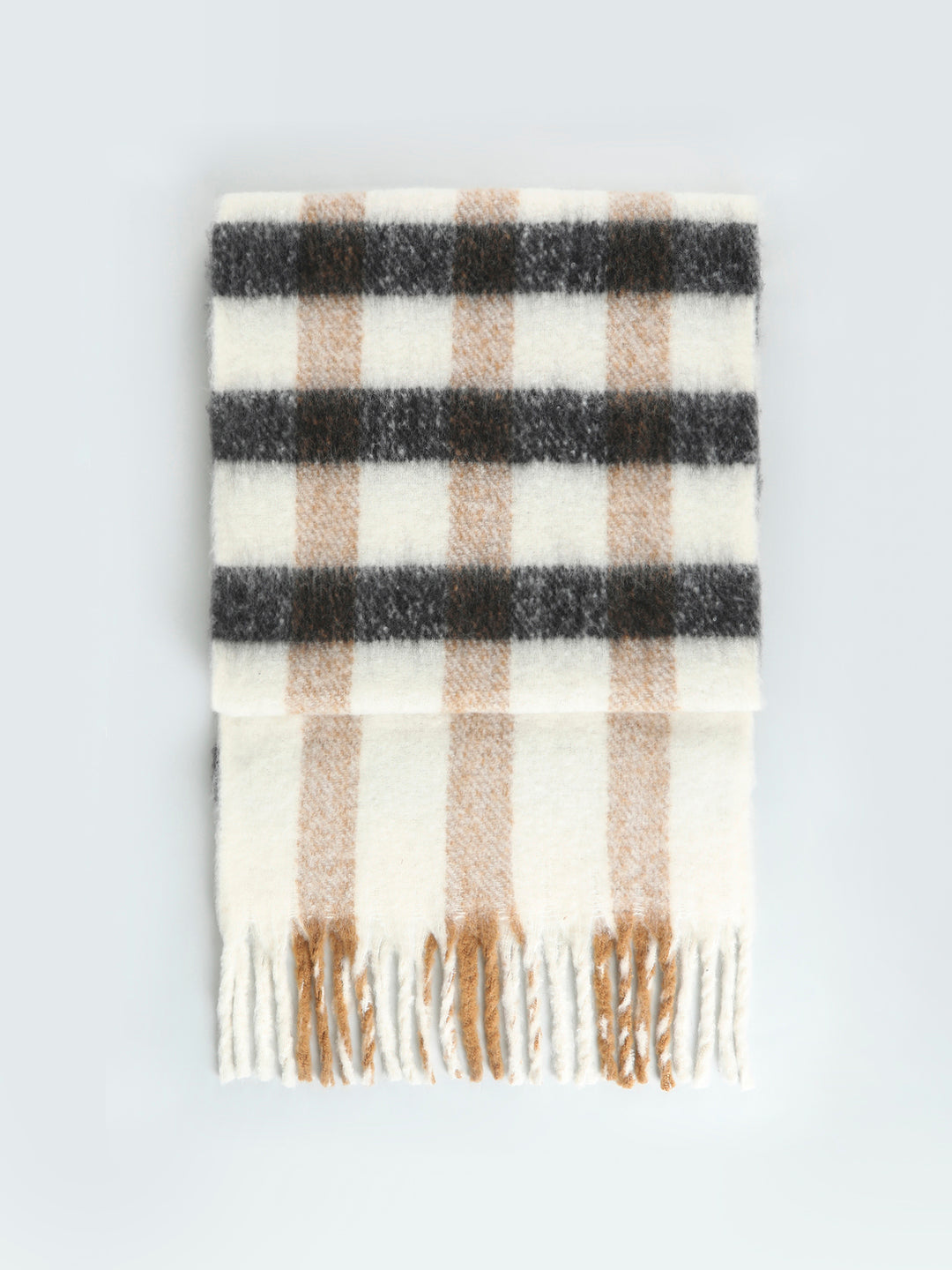 White Check Long Scarf