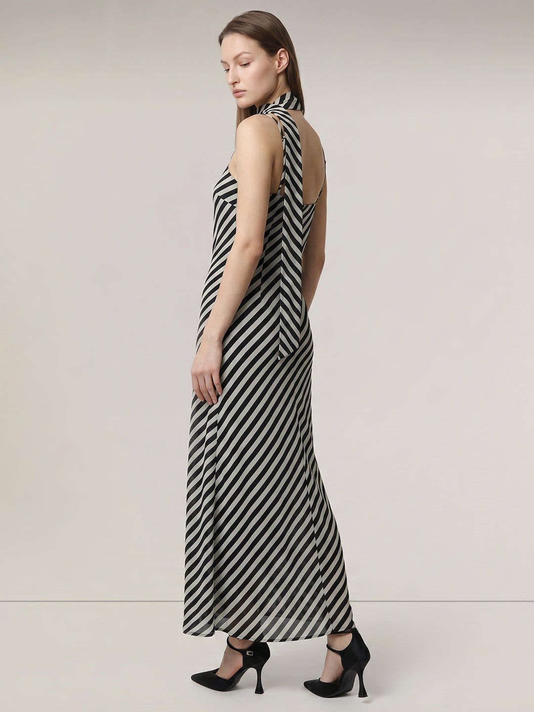 Black Striped Scarf Dress