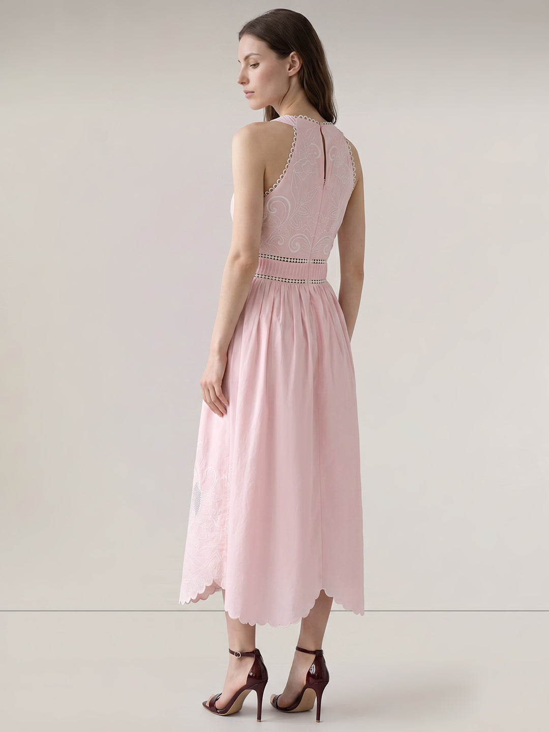 Pink Embroidered Maxi Dress