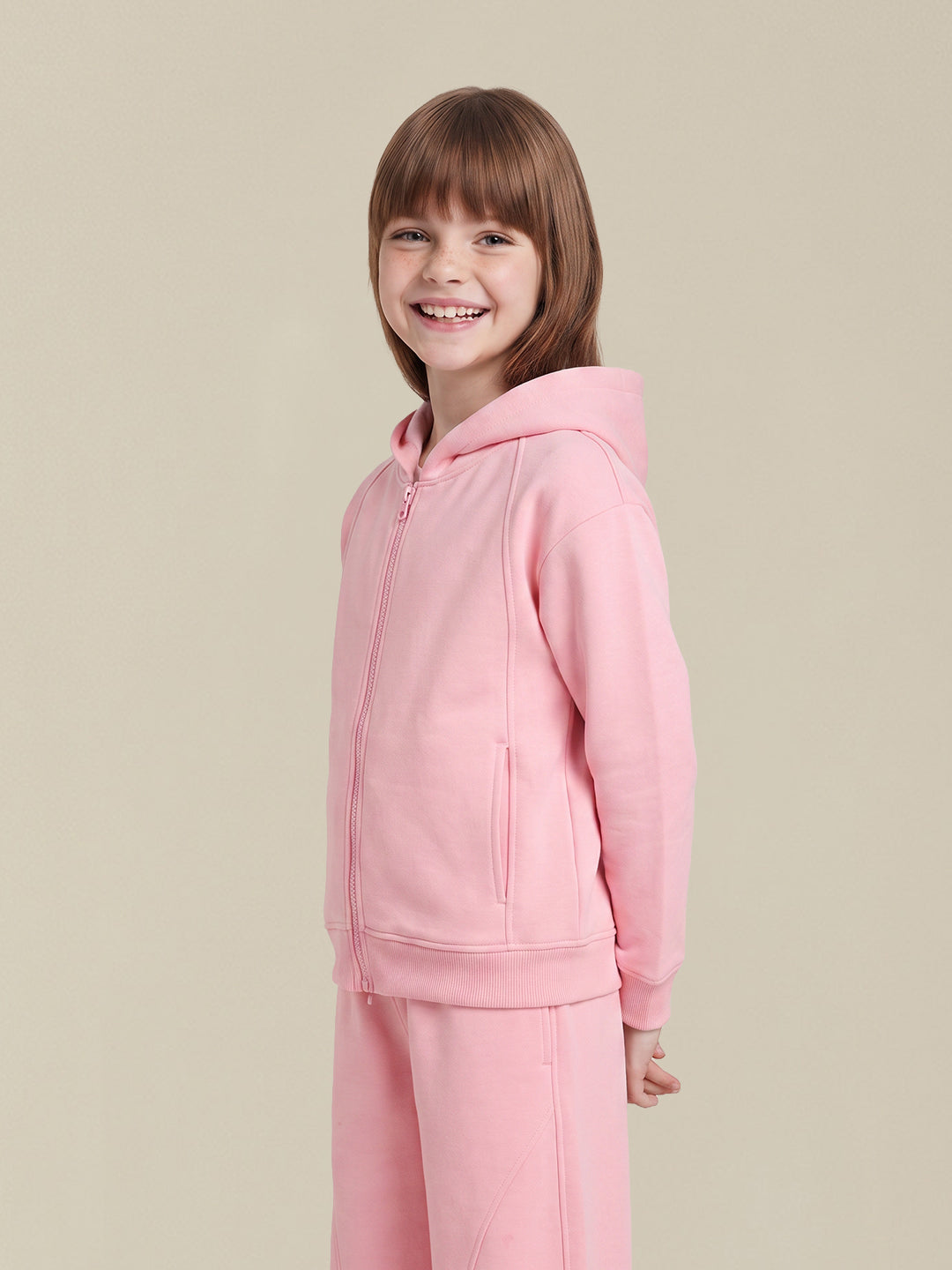 GIRLS Pink Zip Up Hoodie