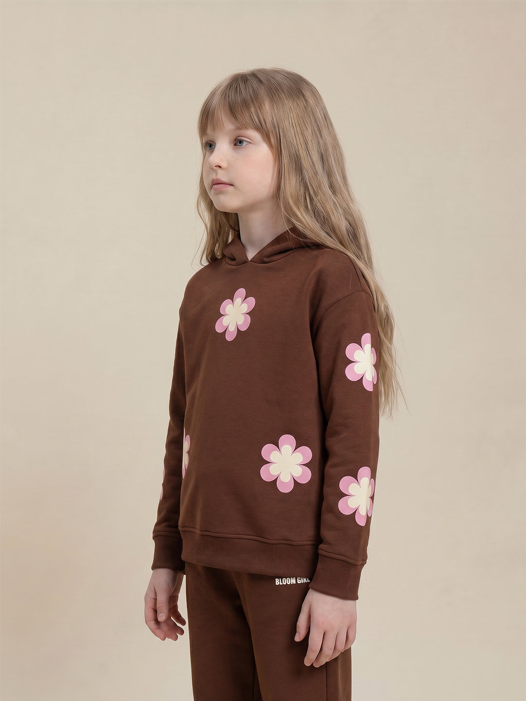 GIRLS Brown Floral Hoodie