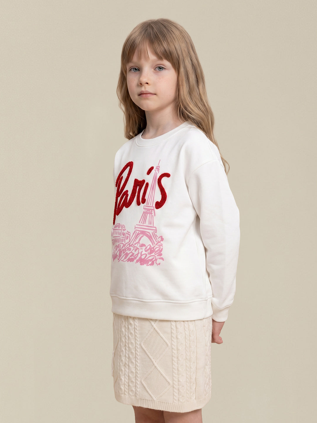 GIRLS White Printed Sweatshirt