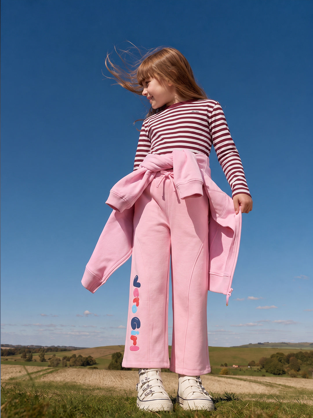 GIRLS Pink Printed Sweatpants