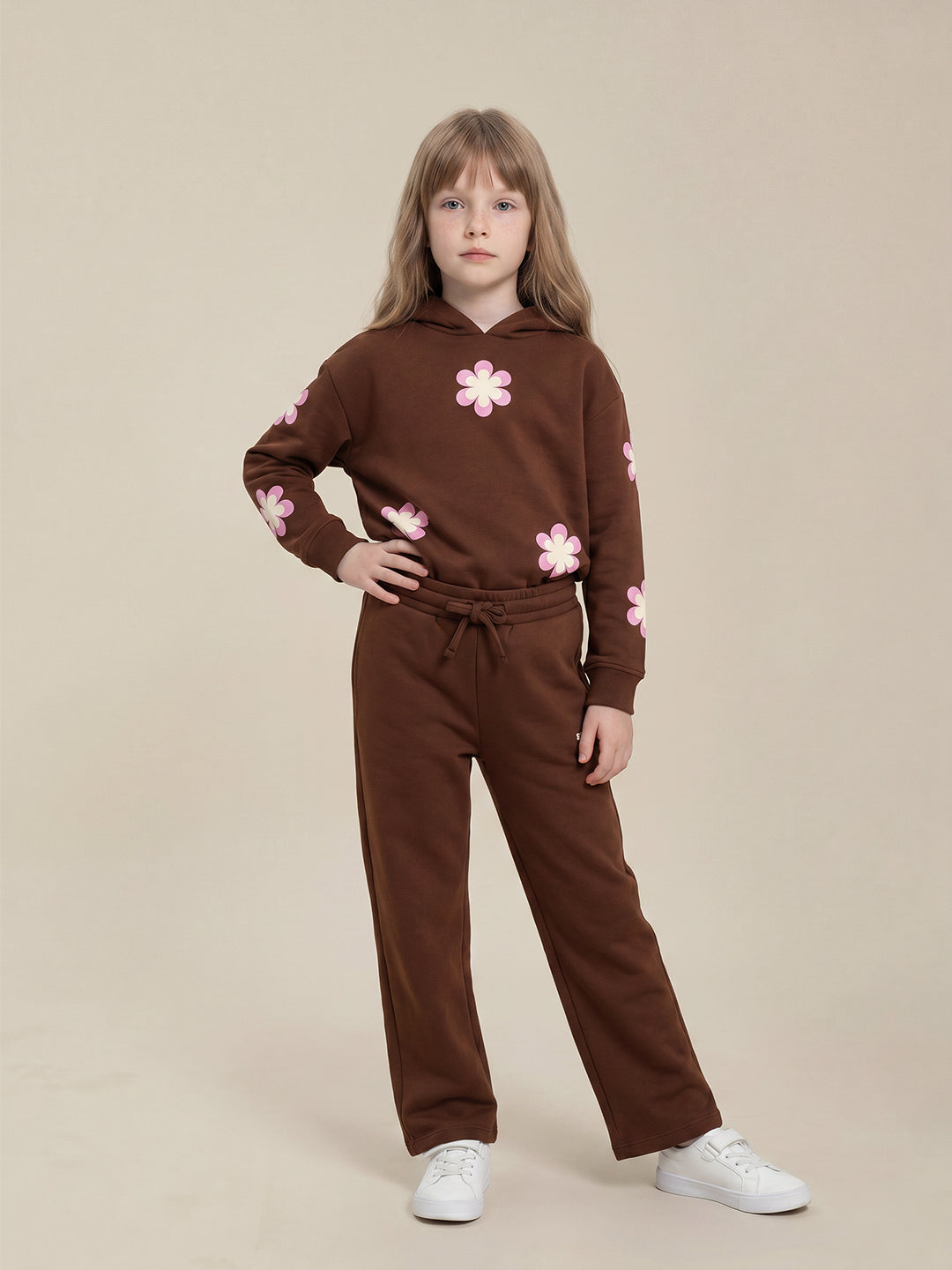 GIRLS Brown Floral Sweatpants