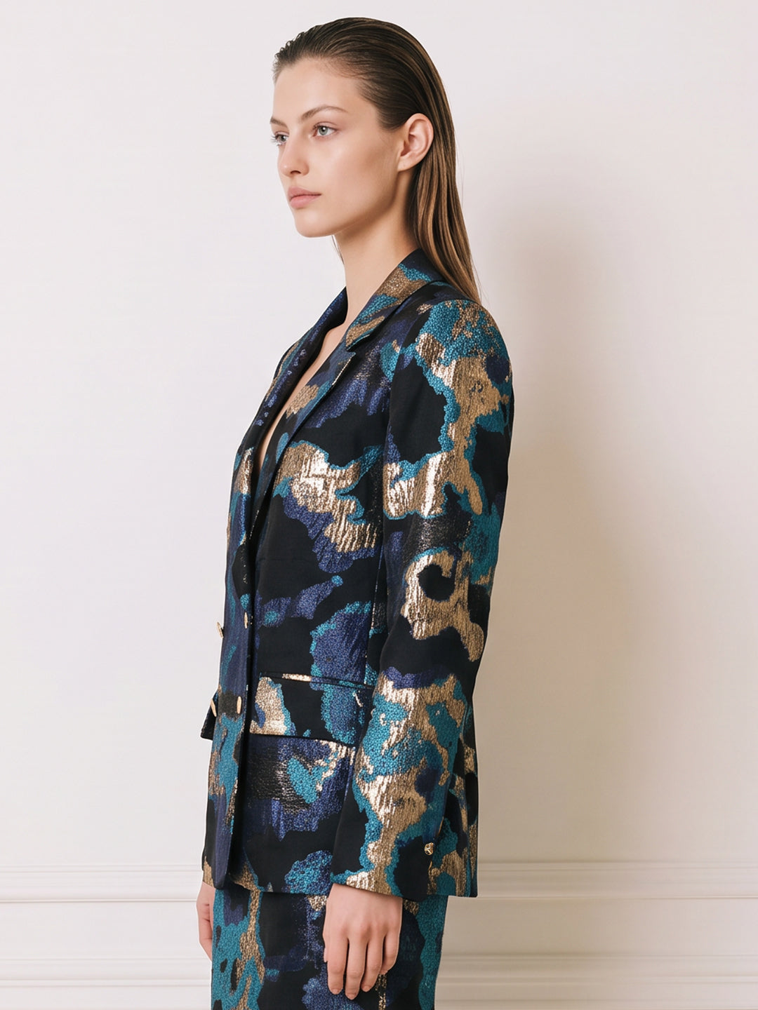 Blue Abstract Print Blazer