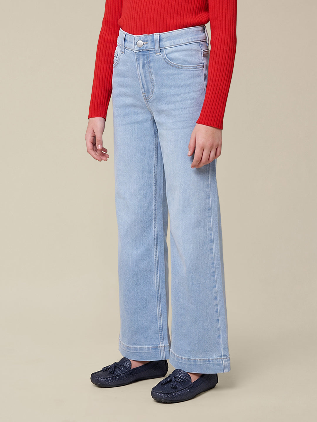 GIRLS Light Blue Wide Leg Jeans
