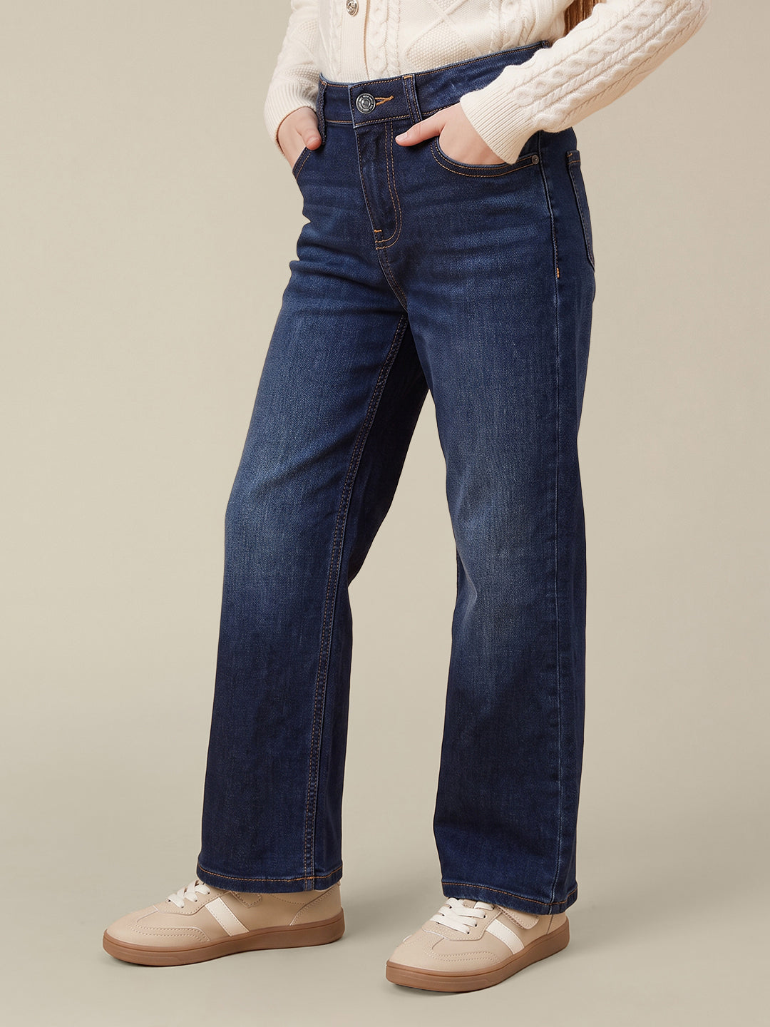 GIRLS Blue Straight Fit Jeans