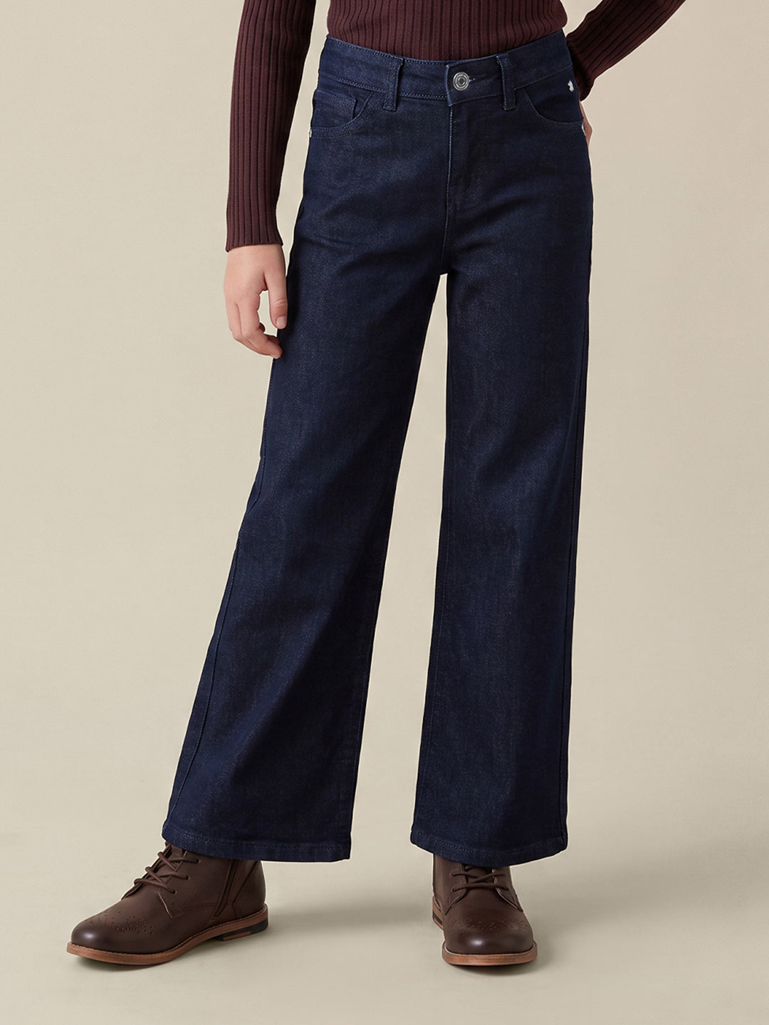 GIRLS Dark Blue Wide Leg Jeans