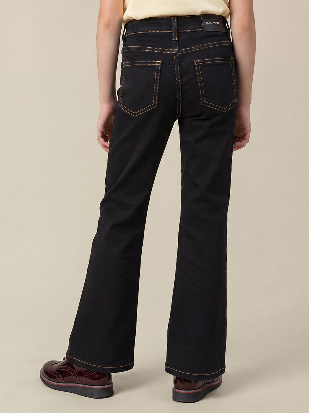 GIRLS Black Mid Rise Bootcut Jeans