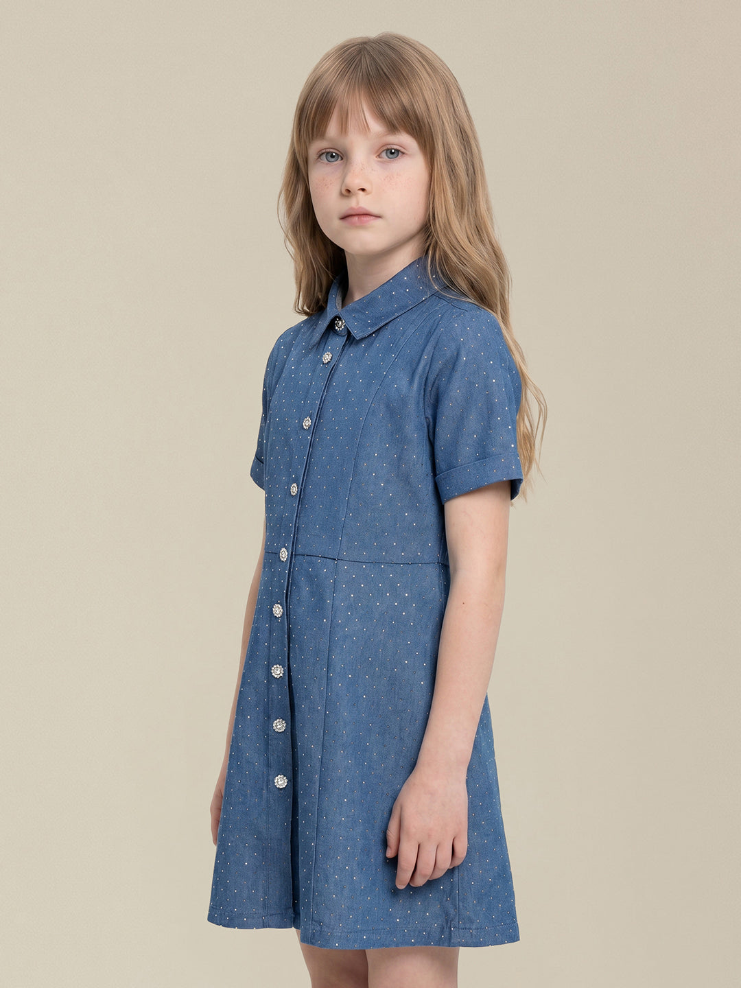 GIRLS Blue Denim Shirt Dress