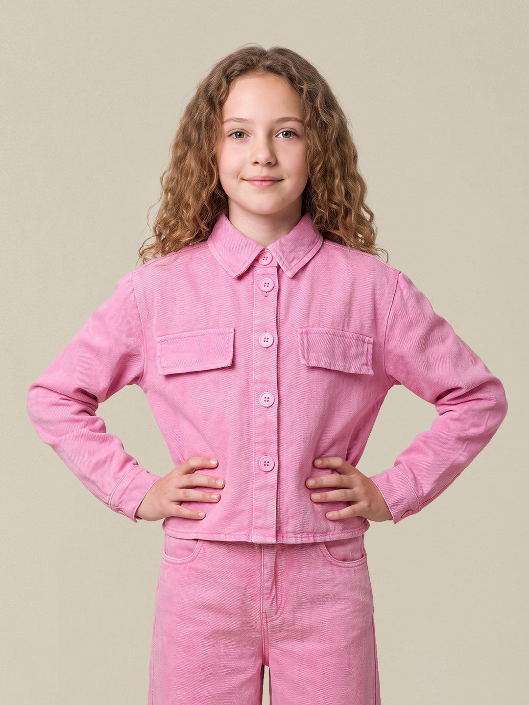GIRLS Pink Utility Shacket