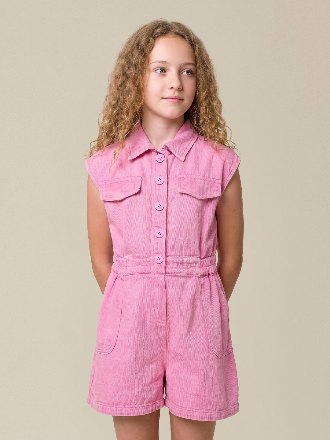 GIRLS Pink Utility Playsuit