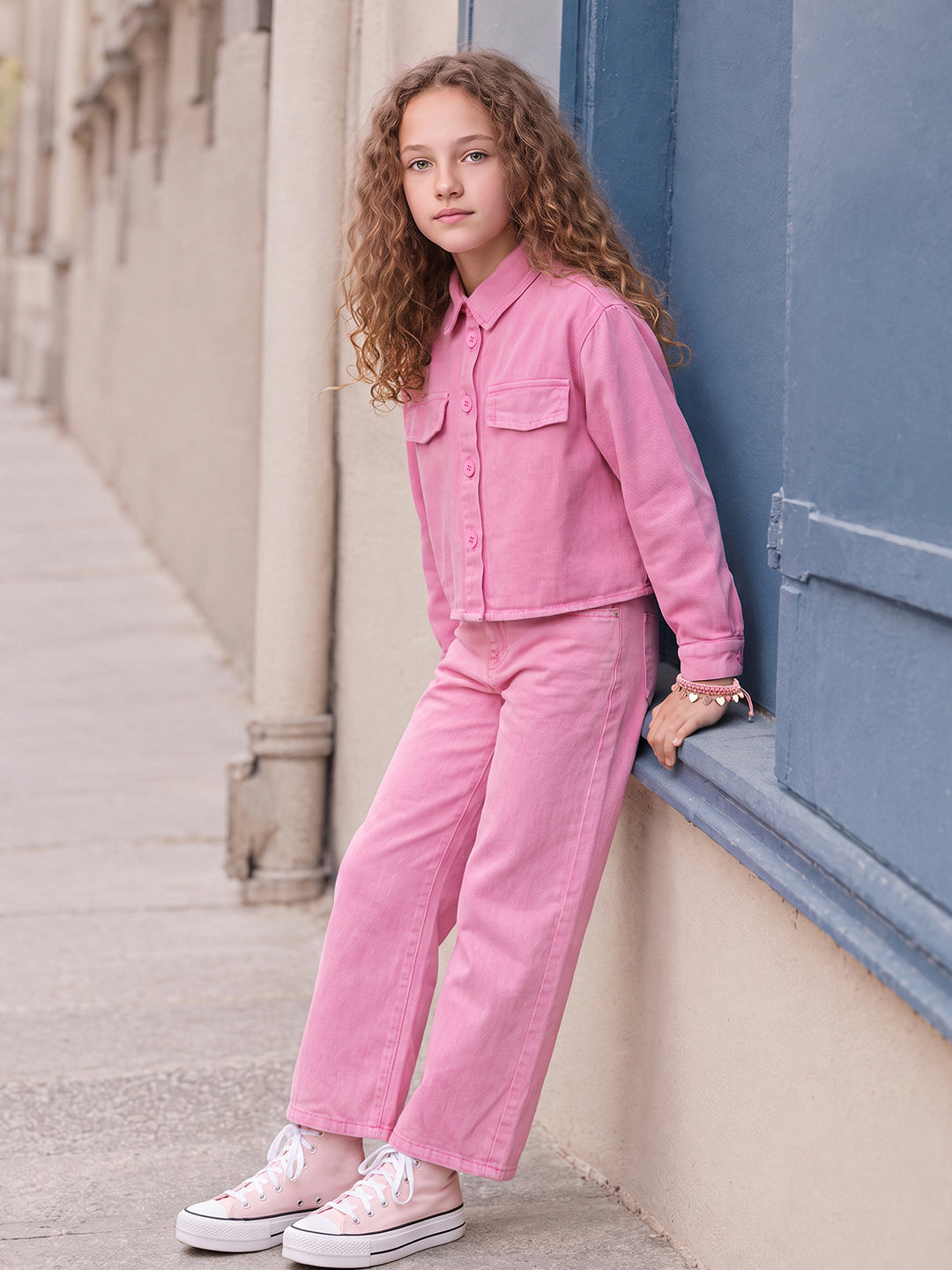 GIRLS Pink Mid Rise Pants