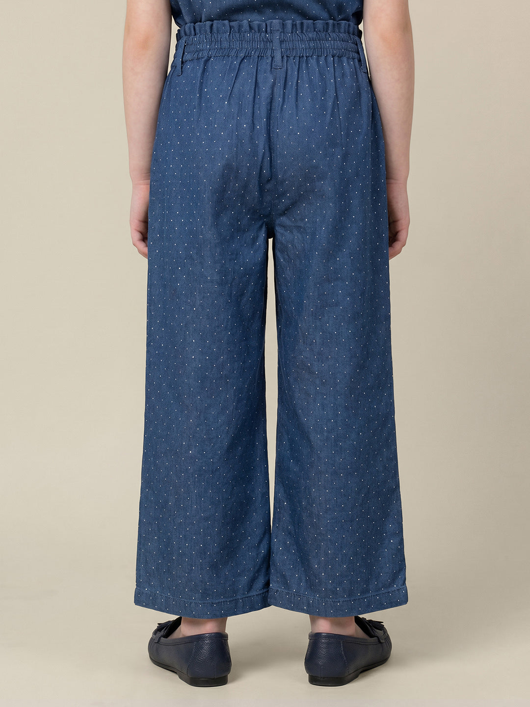 GIRLS Blue Embellished Wide Leg Pants