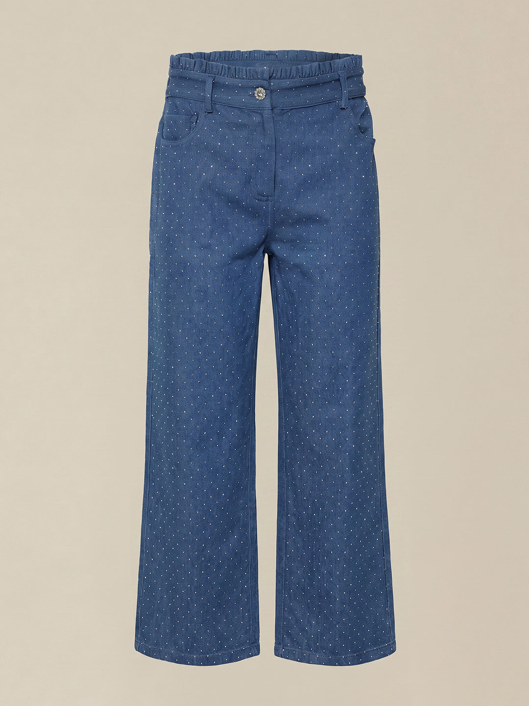 GIRLS Blue Embellished Wide Leg Pants