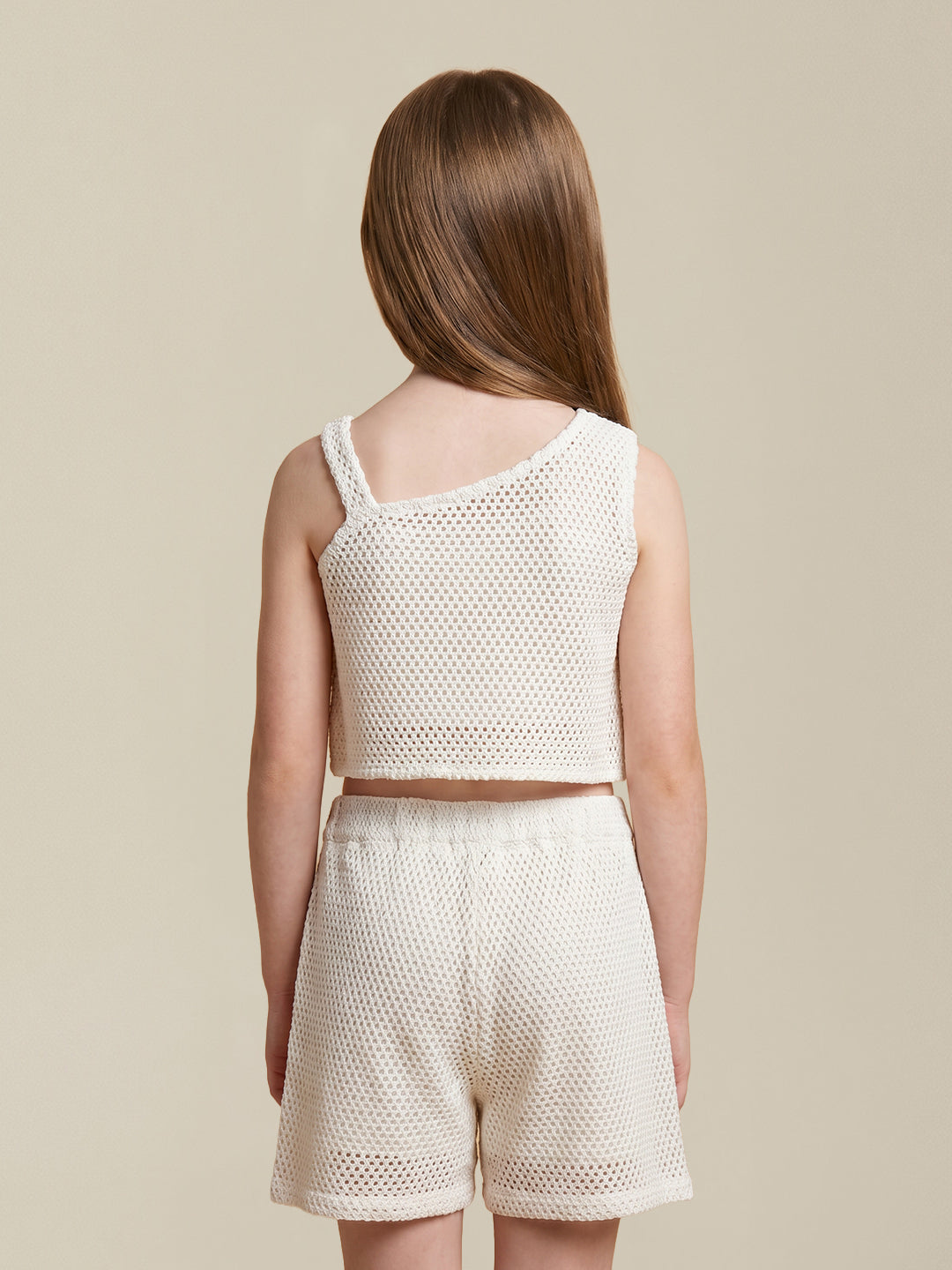 GIRLS Ecru Crochet Top