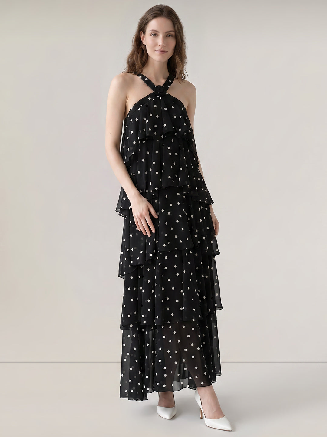 Black Polka Dot Ruffle Dress