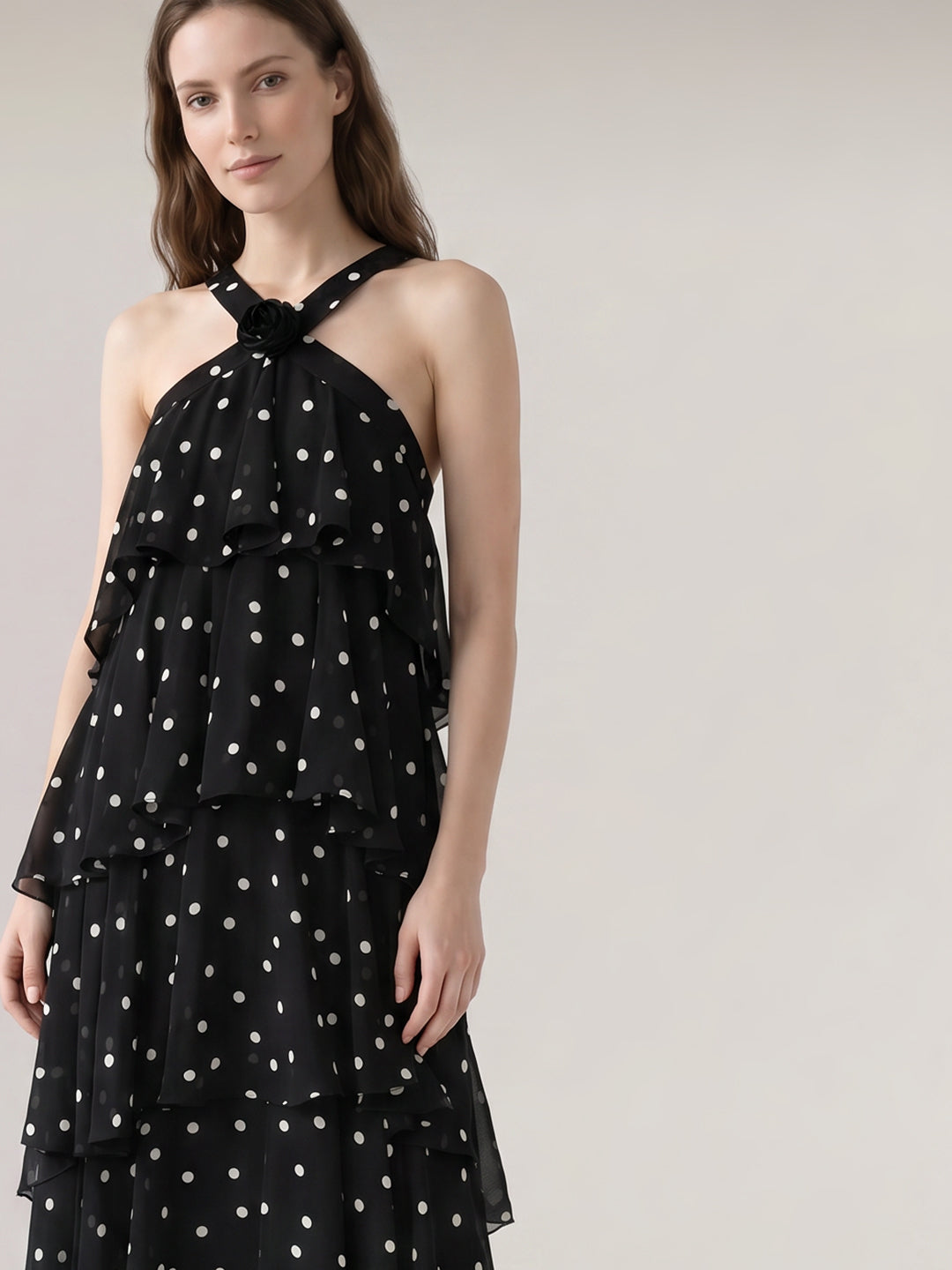 Black Polka Dot Ruffle Dress