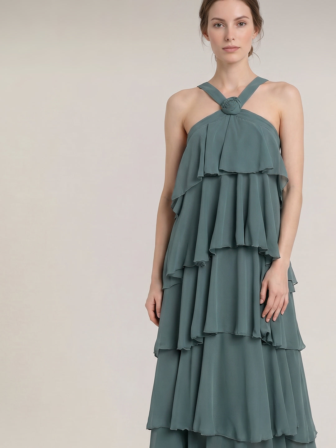 Green Ruffle Maxi Dress