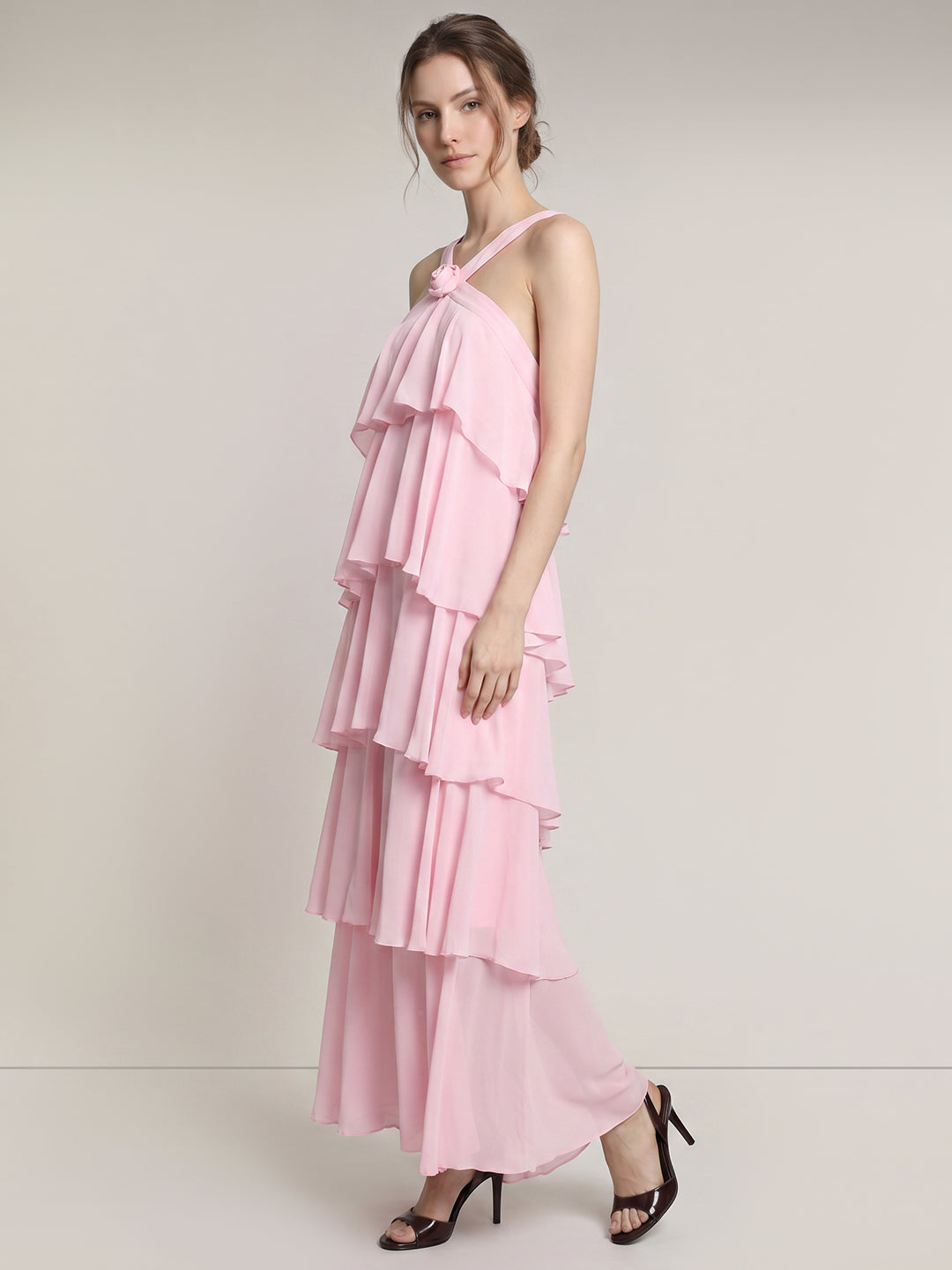 Pink Ruffle Maxi Dress