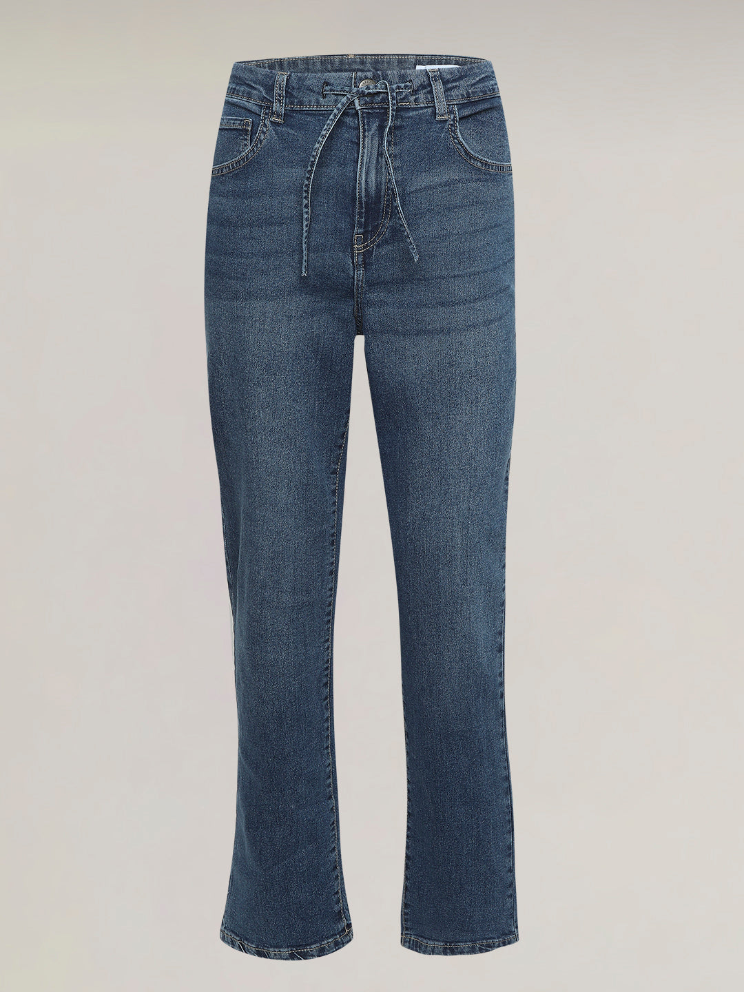 Blue High Rise Straight Fit Jeans