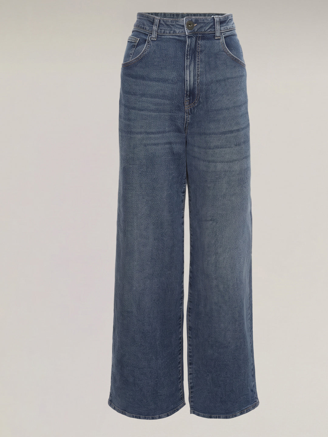 Blue High Rise Wide Leg Jeans