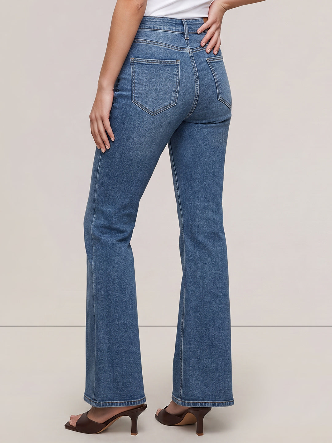Blue High Rise Flared Jeans