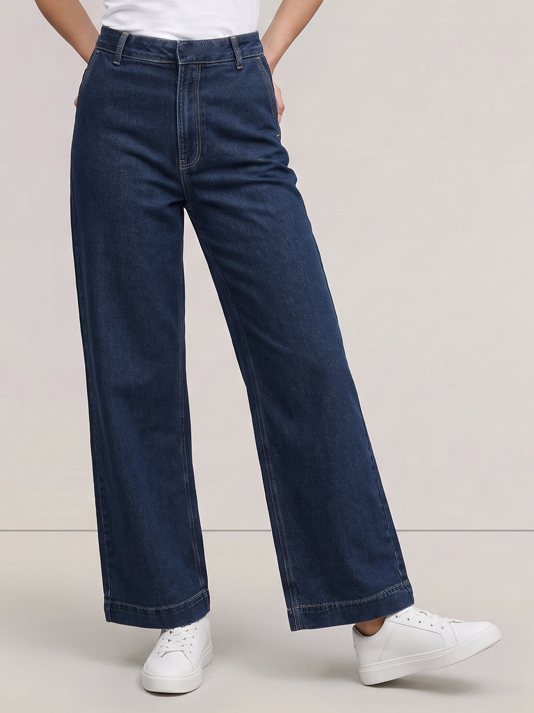 Dark Blue Wide Leg Jeans