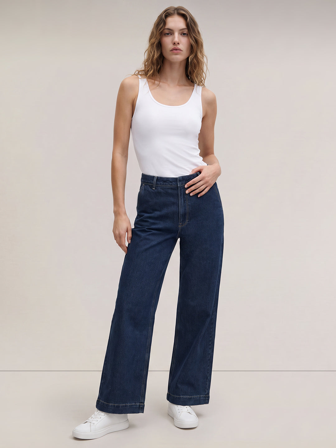 Dark Blue Wide Leg Jeans