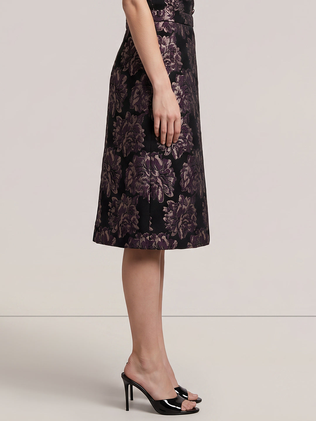 Floral Jacquard Midi Skirt