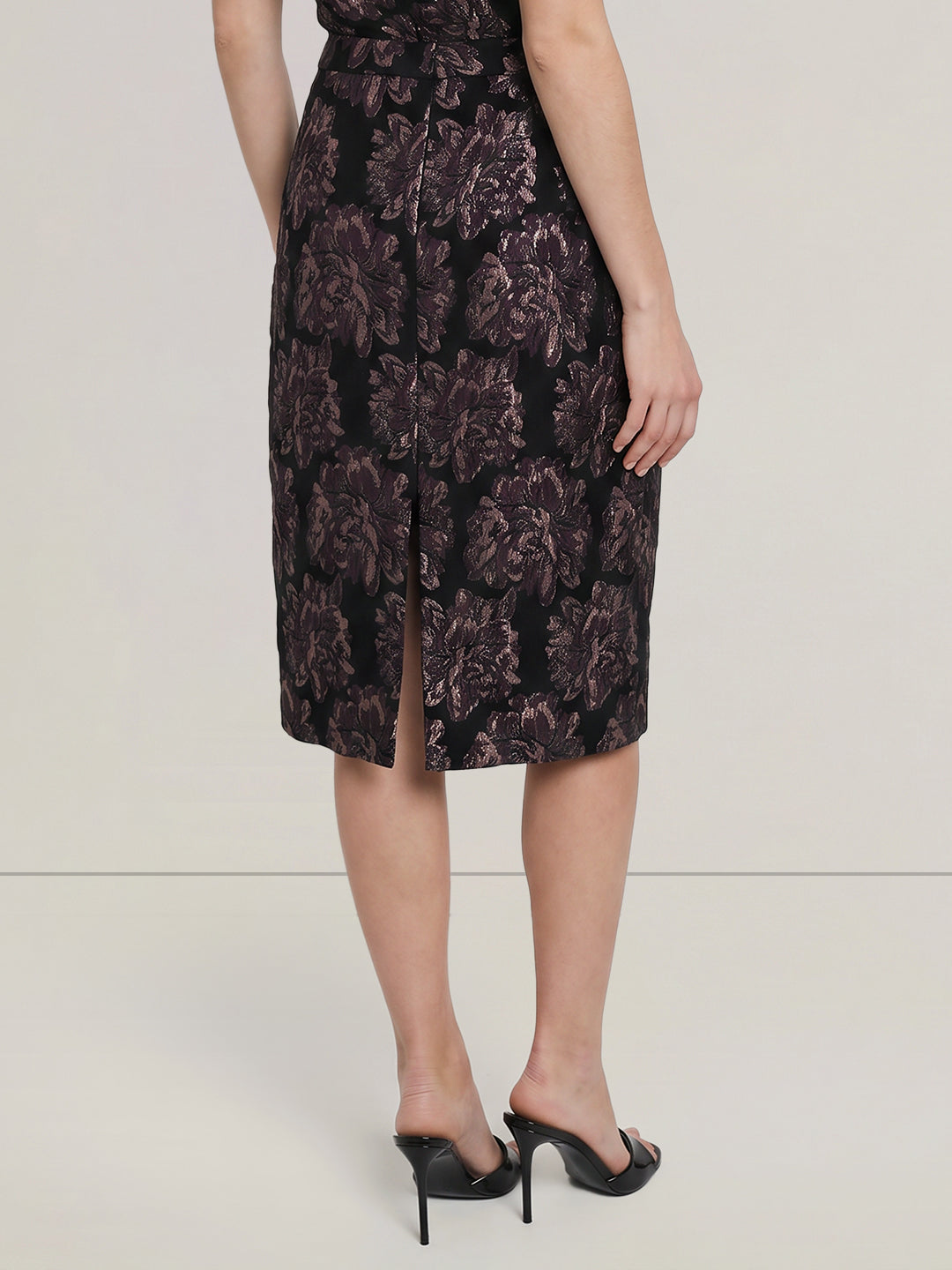 Floral Jacquard Midi Skirt