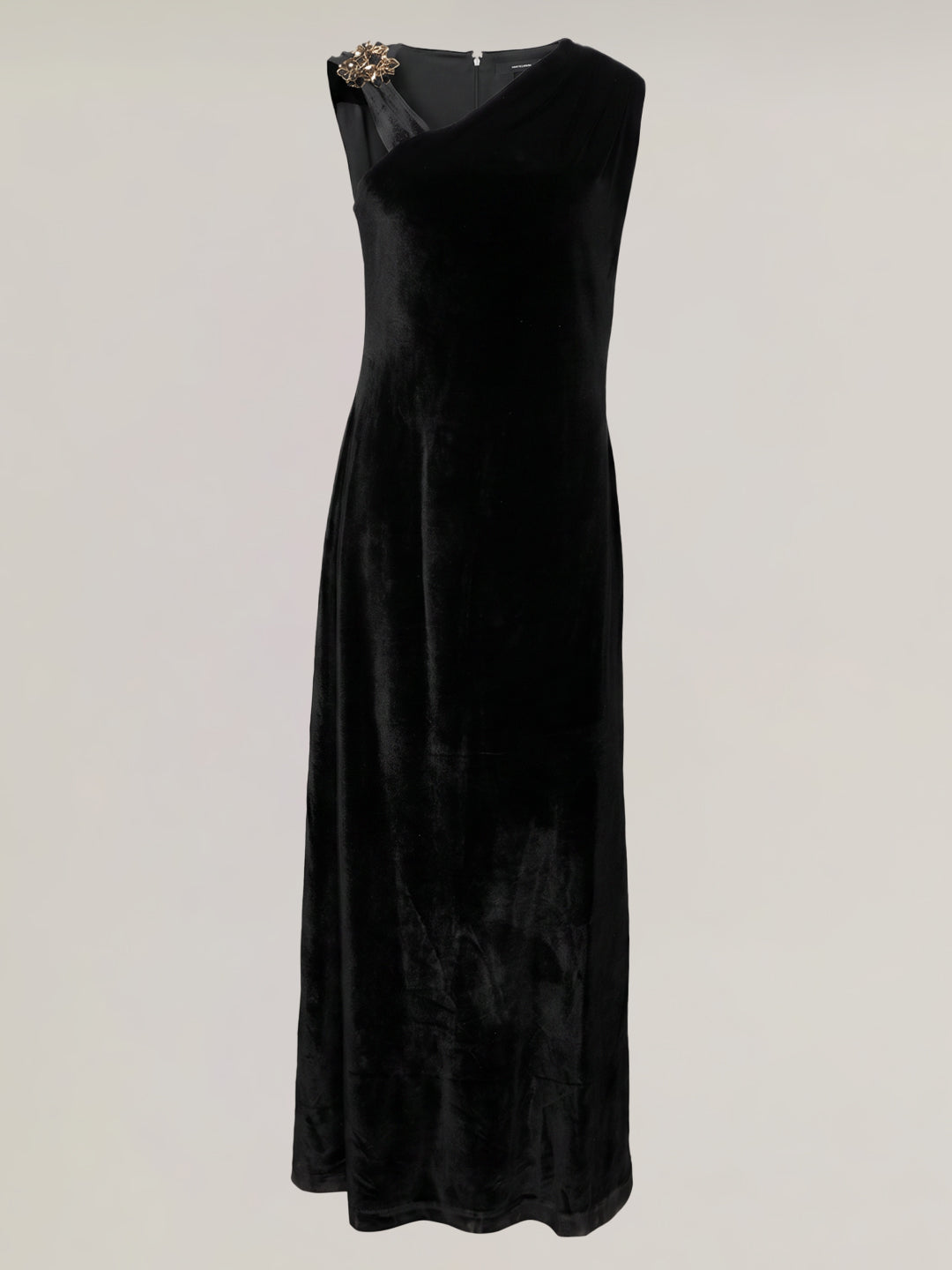 One-Shoulder Velvet Maxi Dress