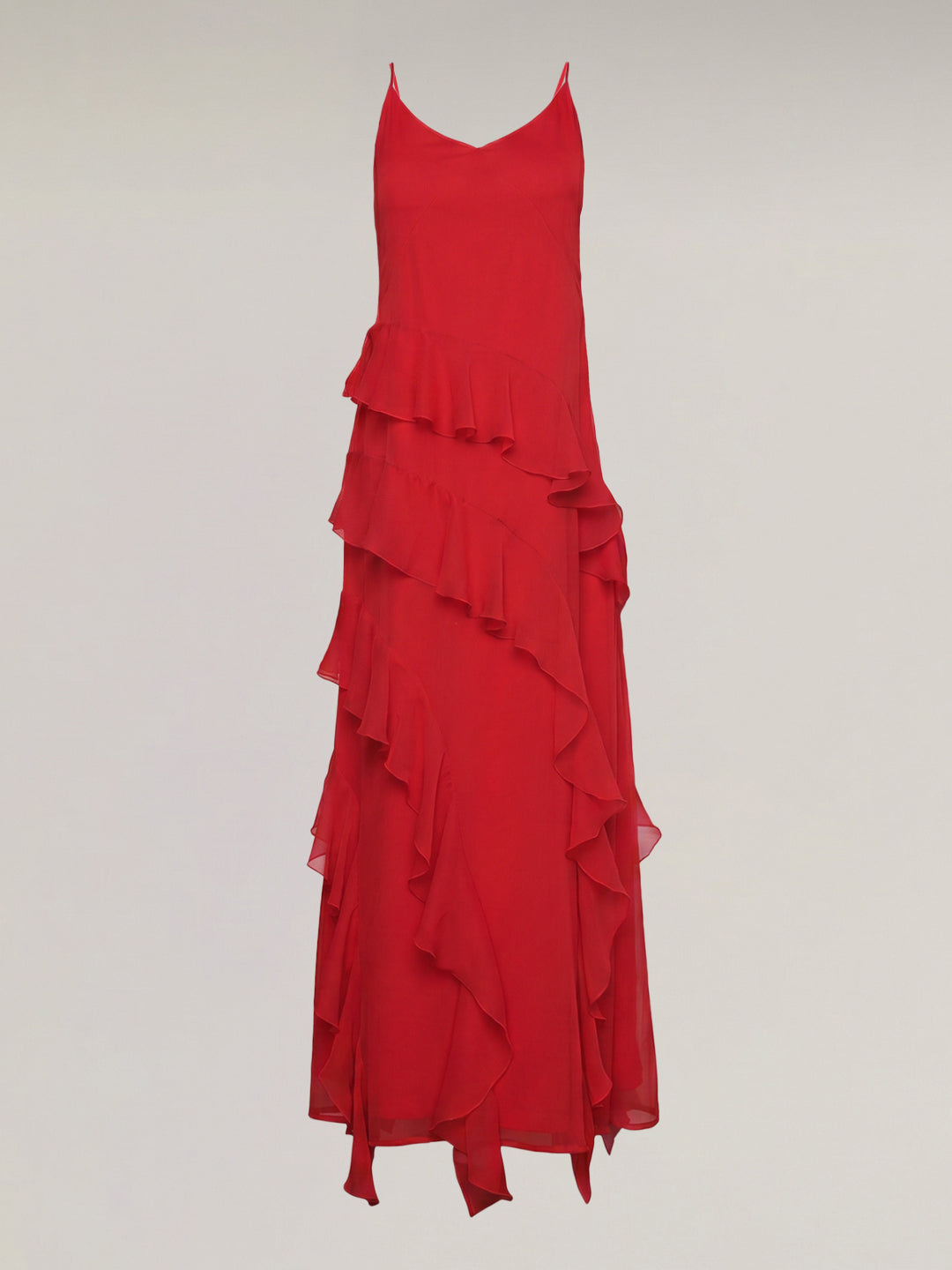 Red Strappy Frill Dress