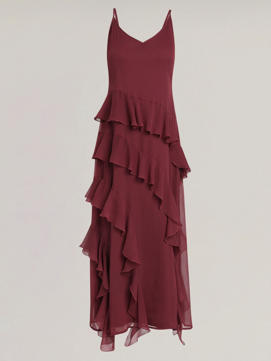 Dark Brown Strappy Frill Dress
