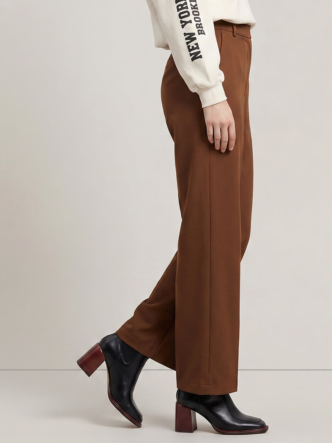 Brown High Rise Wide Leg Pants