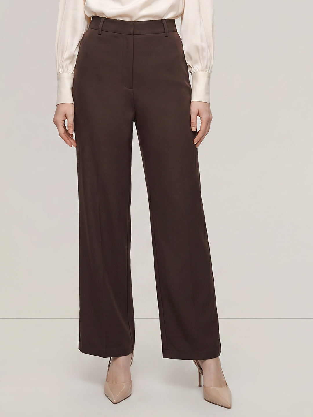 Dark Brown High Rise Wide Leg Pants