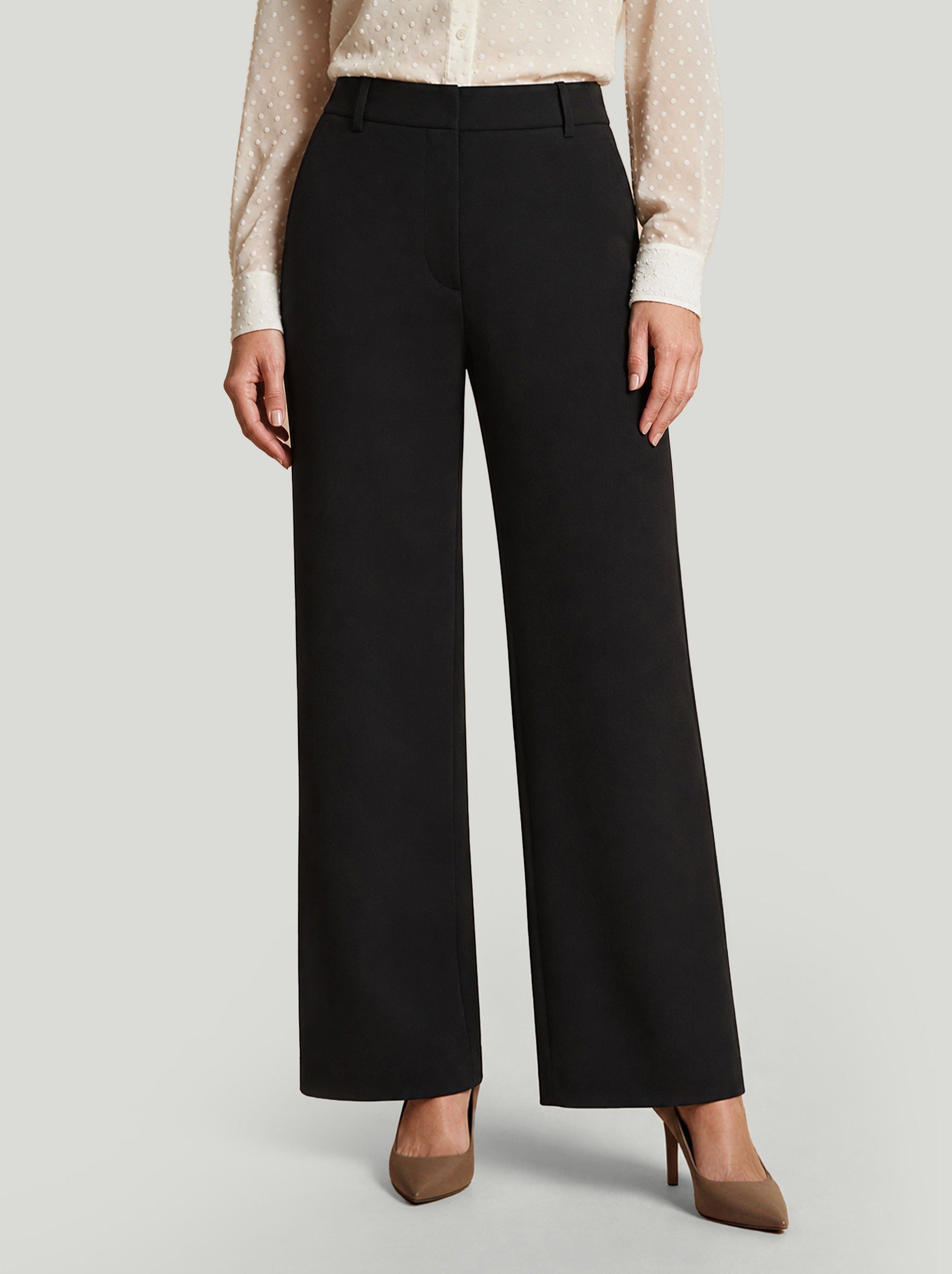 Black High Rise Wide Leg Pants