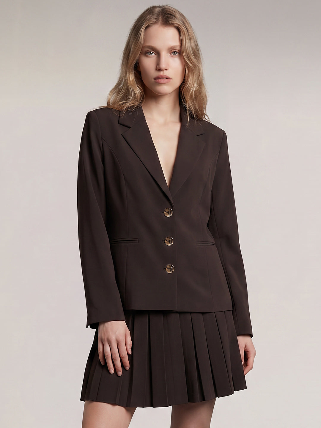 Dark Brown Mini Blazer Dress