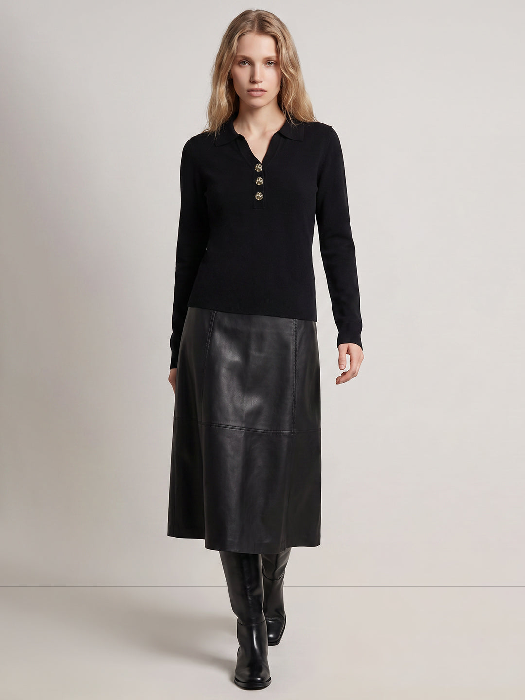 Black Full Sleeves Knit Top